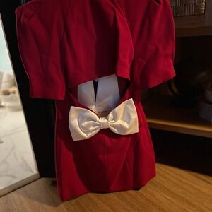 Nana Jacqueline Red Mini Dress with White Bow